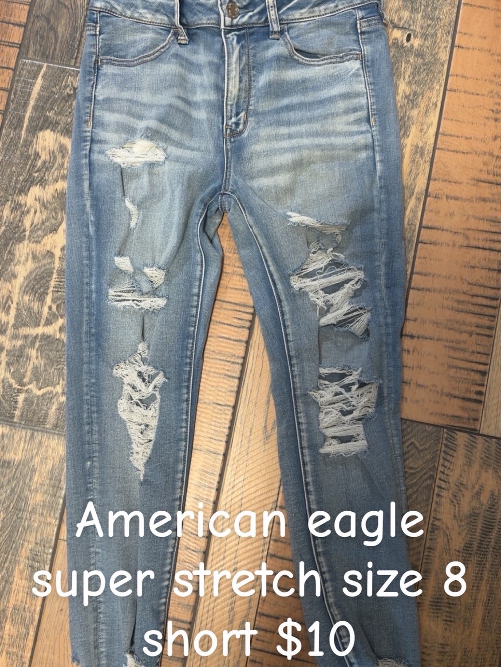American Eagle Outfitters Distressed Light super stretch Blue Skinny Jeans